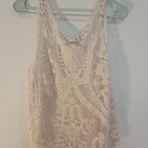 Cream Lace Sleeveless Top